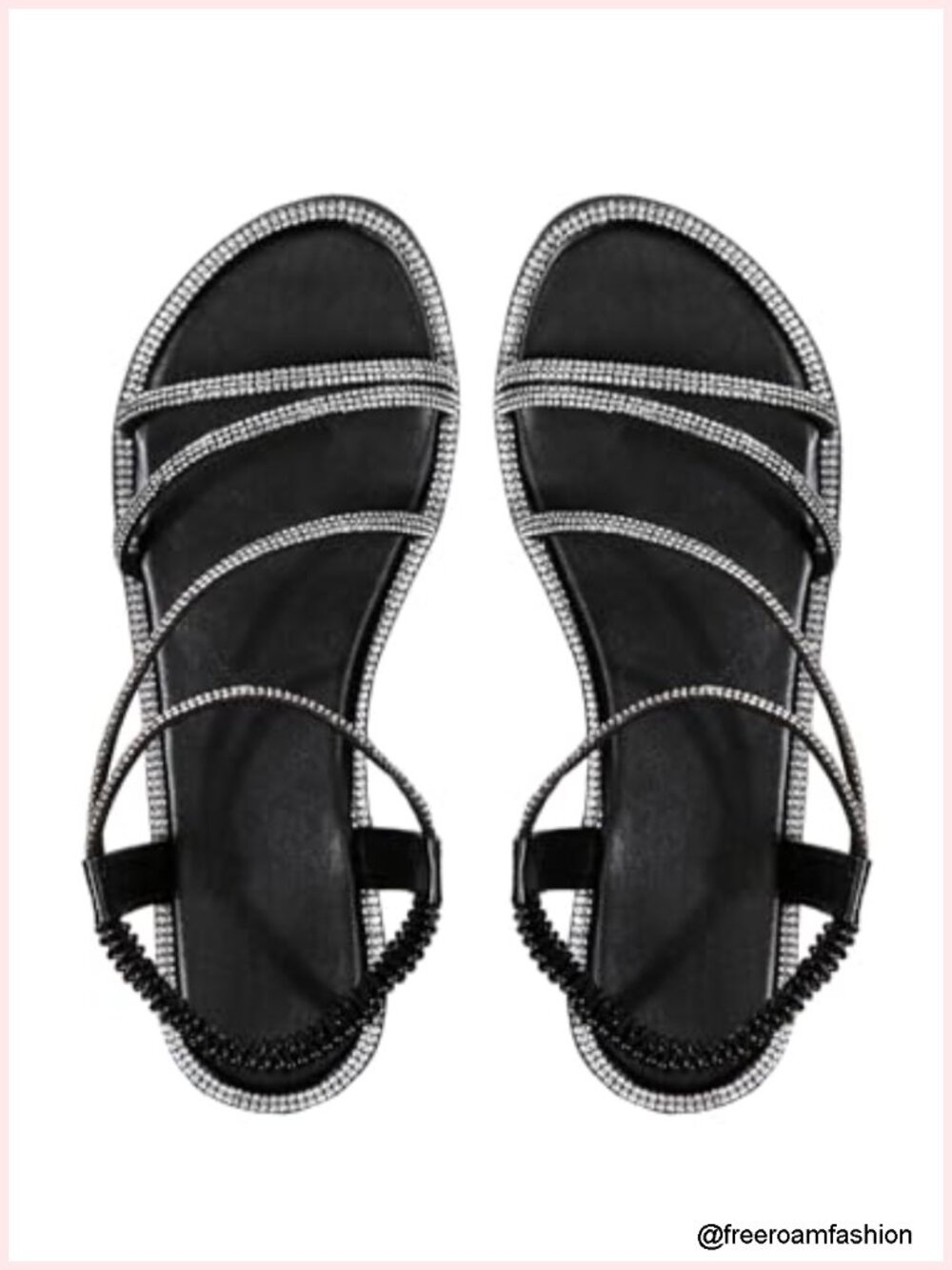 Rhinestone Flat Sandals Glitter Open Toe Slide Dressy Summer Beach